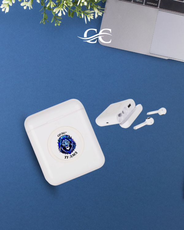 AURICOLARI BLUETOOTH CON CARICATORE - GESU' TI AMA BLU