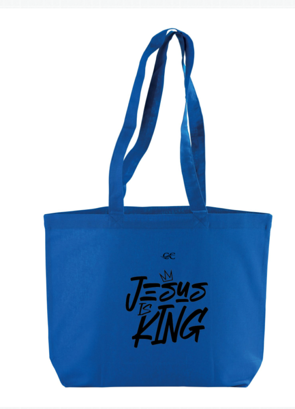 Shopper con soffietto alla base in cotone -Jesus is king
